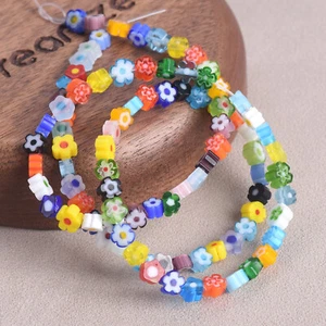 Flower Shape 40cm/Strand 75pcs~85pcs 4mm~6mm Handmade Millefiori Glass Beads - Picture 1 of 16