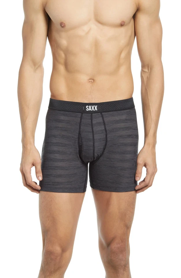 SAXX L46623 Mens Denim Black Heather Droptemp Cooling Mesh Boxer Brief Size M