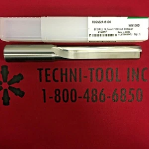 TDG532A18100 18.1mm (0.7126) x 6.0236 OAL Coolant-Thru 5xD HP Drill 4158557 - Picture 1 of 1