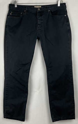 Pantalone chino uomo Burberry London bottoni mosca 38x29 blu cotone gamba slim piatta