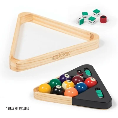 CLASSIC SPORTS Classic Sport 2-in-1 Hardwood Billiard Triangle W/ Chalk & Scuffer Free Shipping