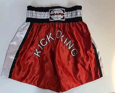 Muay Thai Kickboxing MMA Shorts Men's Size Large L Brmura Fighting Society-Red - Image 1 of 4