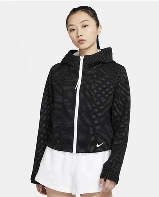 Chaqueta con Capucha NIKE Sports Tech Engineered Negra Blanca Punto Suelta Para Mujer’s Grande Foto 1 de 4