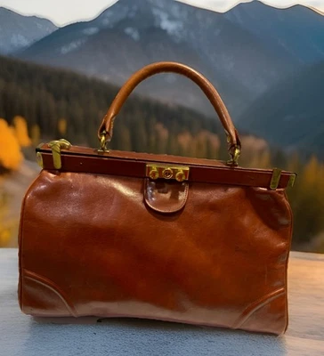 Bolso Doctor Gladstone vintage raro de cuero marrón coñac Foto 1 de 4