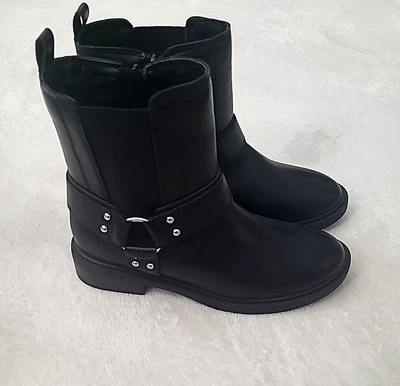 Old Navy Black Jack Moto Boots Womens Size 8.5 Ankle Harness Zip Biker Combat - Image 1 of 4