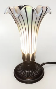 MCM Underwriters Laboratories Portable TV Lamp Light Black/White Tulip Trumpet - Picture 1 of 6