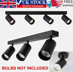 1/3/4 Way Ceiling Spotlight Adjustable Kitchen Bar Spot Light LED GU10 Bulb Lamp - Picture 1 of 25