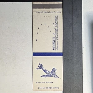 McDonnell Aircraft Corporation St. Louis 1950s Jet Design Matchbook - Picture 1 of 3