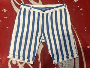 2013 Levi’s LVC Striped Flat Front Shorts Men’s Size 32 Blue White Inseam 10 In - Picture 1 of 8