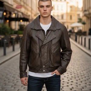 VTG Wilsons Leather Jacket Brown Flight Bomber Moto 90s Y2K  Men XL Thinsulate - Picture 1 of 14