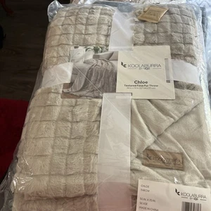 NEU Koolaburra von UGG Chloe Kunstfell Überwurf Decke 50” x 70” Silber - Bild 1 von 3