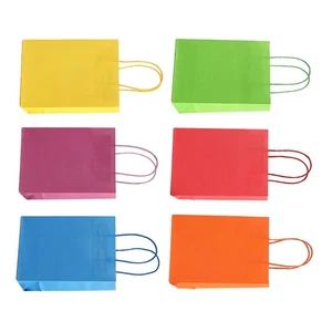 24 Colored Paper Bags With Handles Thick Kraft Paper Diy Gift Bags For - Picture 1 of 16