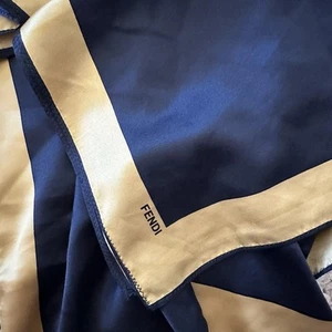 VINTAGE FENDI SILK SCARF BLACK AND GOLD - Picture 1 of 5