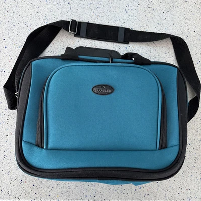 US Traveler Teal Fabric Travel Zip Bag Tote  Carry On Personal Item 14”x9.5”x5 - Image 1 of 4