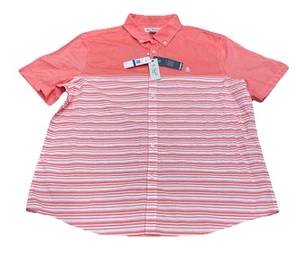 NWT Original Penguin Men's Short Sleeve Button-Down Shirt Coral OCWS3006 Size XL - Picture 1 of 9