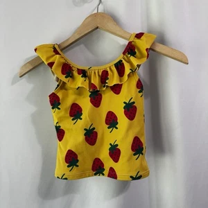 Hanna Andersson Toddler girl Yellow Strawberry Swim Tank Sz 6-7 Top Only Preppy - Picture 1 of 5