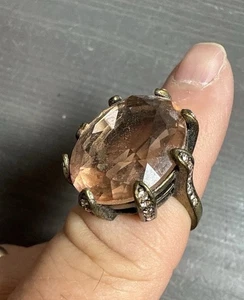 Vintage Lia Sophia Statement Cocktail Ring - großer champagnerfarbener ovaler Kristall Größe 9 - Bild 1 von 8