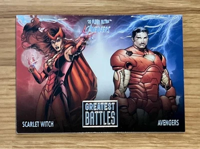 FLEER ULTRA AVENGERS GREATEST BATTLES MINT CARD! EB-6 SCARLET WITCH Vs AVENGERS! - Image 1 of 2
