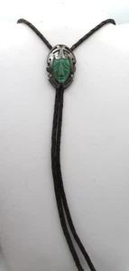 VINTAGE MEXICO STERLING SILVER 925 w JADE MASK BOLO SIGNED RB RICHARD BEGAY JB21 - Picture 1 of 10