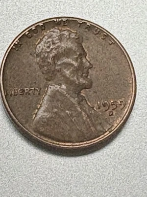 1959 D Lincoln Head Memorial Penny Obverse Off Center Strike Denver double rim - Image 1 of 2