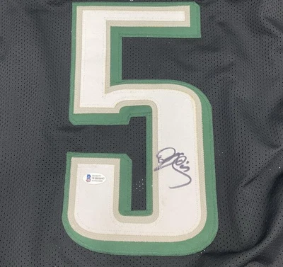 Camiseta de fútbol americano autografiada por Donovan McNabb Philadelphia Eagles Beckett certificado de autenticidad #8000 Foto 1 de 4
