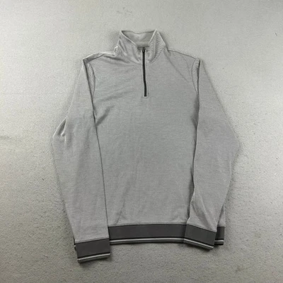 Saks Fifth Avenue Sweatshirt Mens Small Gray 1/4 Zip Mock Neck Pullover Sweater - Image 1 of 4