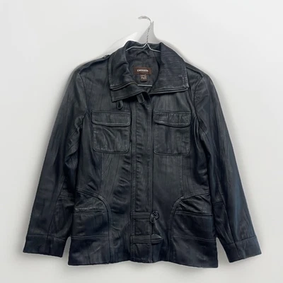 Y2K Danier Leather Women Size 2XS Biker Jacket Motorcycle Punk Moto Black Zip Foto 1 de 4