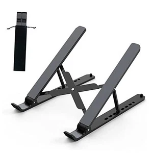 Laptop Stand for Desk, Adjustable Laptop Riser ABS+Silicone Foldable Black - Afbeelding 1 van 7