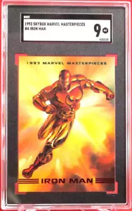 1993 Marvel Masterpieces Iron Man #4 SGC 9 - Foto 1 di 2