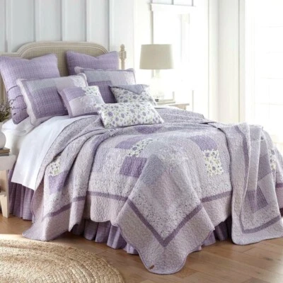 DONNA SHARP LAVENDER ROSE COZY COTTAGE COTTON PIECED QUILT COLLECTION - Image 1 of 4