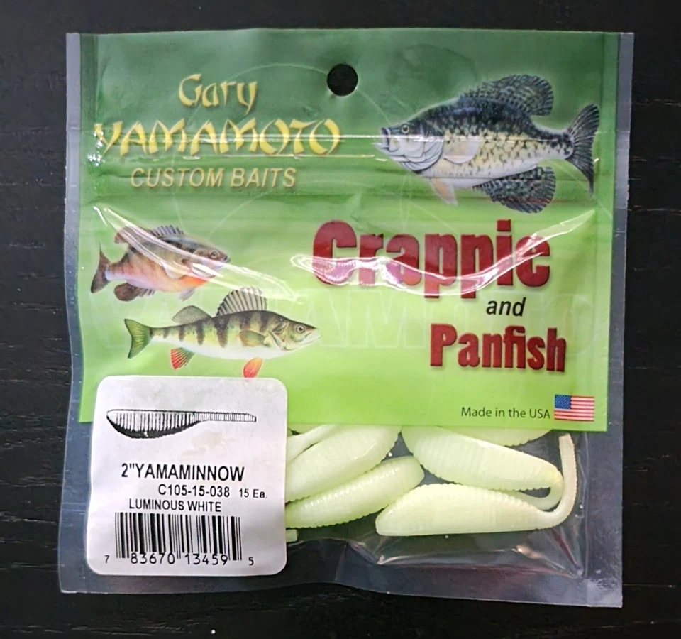 RARE Gary Yamamoto Crappie Panfish YamaMinnow Shad C105-15-038 Luminous White - Image 1 of 1