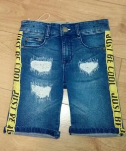 Pantaloncini denim patchwork ragazzo indaco 'Just Be Cool' età 5/6 anni - Foto 1 di 8