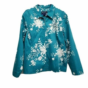 Chaqueta con cremalleras estilo flores Susan Graver XL nueva con etiquetas - Imagen 1 de 8