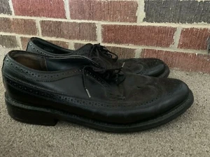 CROWN BROWN Vintage Wing Tip Black Oxfords USA MADE Dress Shoes 10.5 E ❤️kh11j1 - Picture 1 of 6