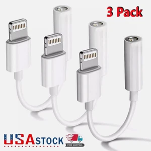3X For iPhone Headphone lot Adapter Jack 8Pin to 3.5mm Aux Cord Dongle Converter - Picture 1 of 13