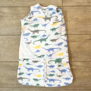 Halo SleepSack Swaddle Sz Newborn 0-13 pounds White Fleece Dinosaur Print Soft - Picture 1 of 8