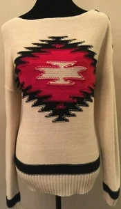 Lauren Jeans Co. Womens Southwestern Sweater Large Beige Long Sleeve Cotton  - Bild 1 von 11