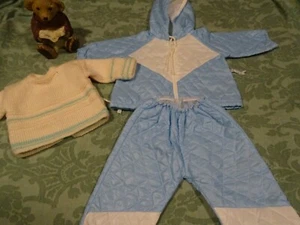 Lote = Azul; Vintage 3piéces Prendas de Vestir Acolchado Rayada Corolle + Punto - Imagen 1 de 4