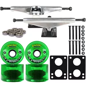 LONGBOARD Trucks/Wheels/Bearings SILVER 6.0 + BIGFOOT 76MM CRUISERS GREEN - Picture 1 of 6