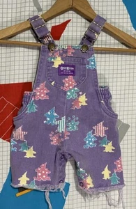 Vintage Osh Kosh B’Gosh Clowns Latzhose Shorts 3/6M selten bunt lila 80er - Bild 1 von 16