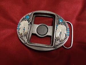 🔥 Zippo Holder Belt Buckle Indian Feathers Siskiyou Pewter 1994 🔥 