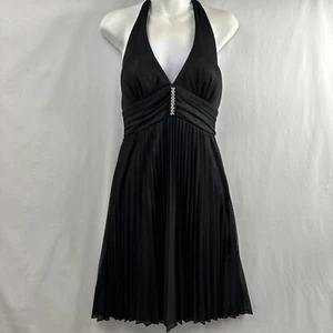 Onyx Nite Dress Womens 4 Black V-neck Halter Knee Length Cocktail Formal Sparkle - Picture 1 of 18