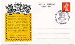 Copertina cartolina evento Gran Bretagna 1969 ex militari polacchi riunione Londra - Foto 1 di 1