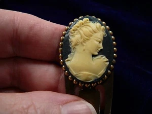 (CBS8-4) Victorian LADY hair up black white CAMEO BOOKMARK book mark books - Picture 1 of 1