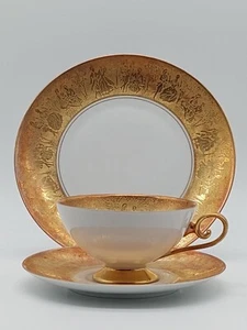 Prunkgedeck Gold Tirschenreuth Teegedeck Kaffeegedec Rokoko Figuren Muster  - Bild 1 von 11