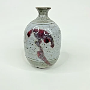 Vintage Handmade Pottery Stoneware 5” Vase Brown Rustic Textured Signed Glazed - Picture 1 of 11