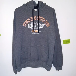 Bubba Gump Shrimp Co Pullover Sweatshirt Hoodie Stupid Is As Sz Large Gray Black - Picture 1 of 4