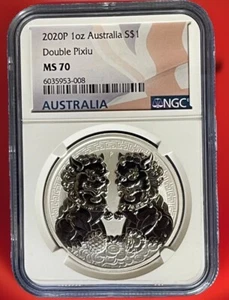 2020 Australia $1 Double Pixiu Imperial Lions First Released- NGC MS 70 - Picture 1 of 3