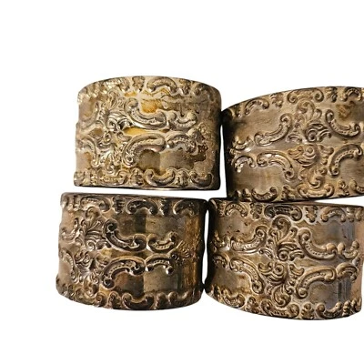Ornate Vintage Silver-plated Napkin Ring Rococo Scroll Design Table Decor - Image 1 of 4