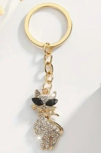 Sparkling Sexy Cat Kitty Keychain Purse Charm, Backpack Charm Key Chain - Picture 1 of 3